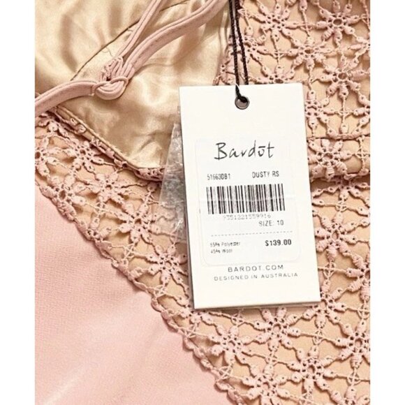 New Bardot Fae Dusty Pink Lace Ruffled Mini Dress Size 6 Whimsygoth Fairy Core - Picture 3 of 9